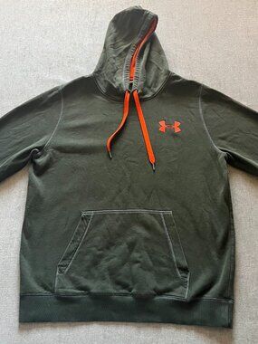 Under Armour Pullover Hoodie Men Large Loose Green Long Sleeve Athletic Logo